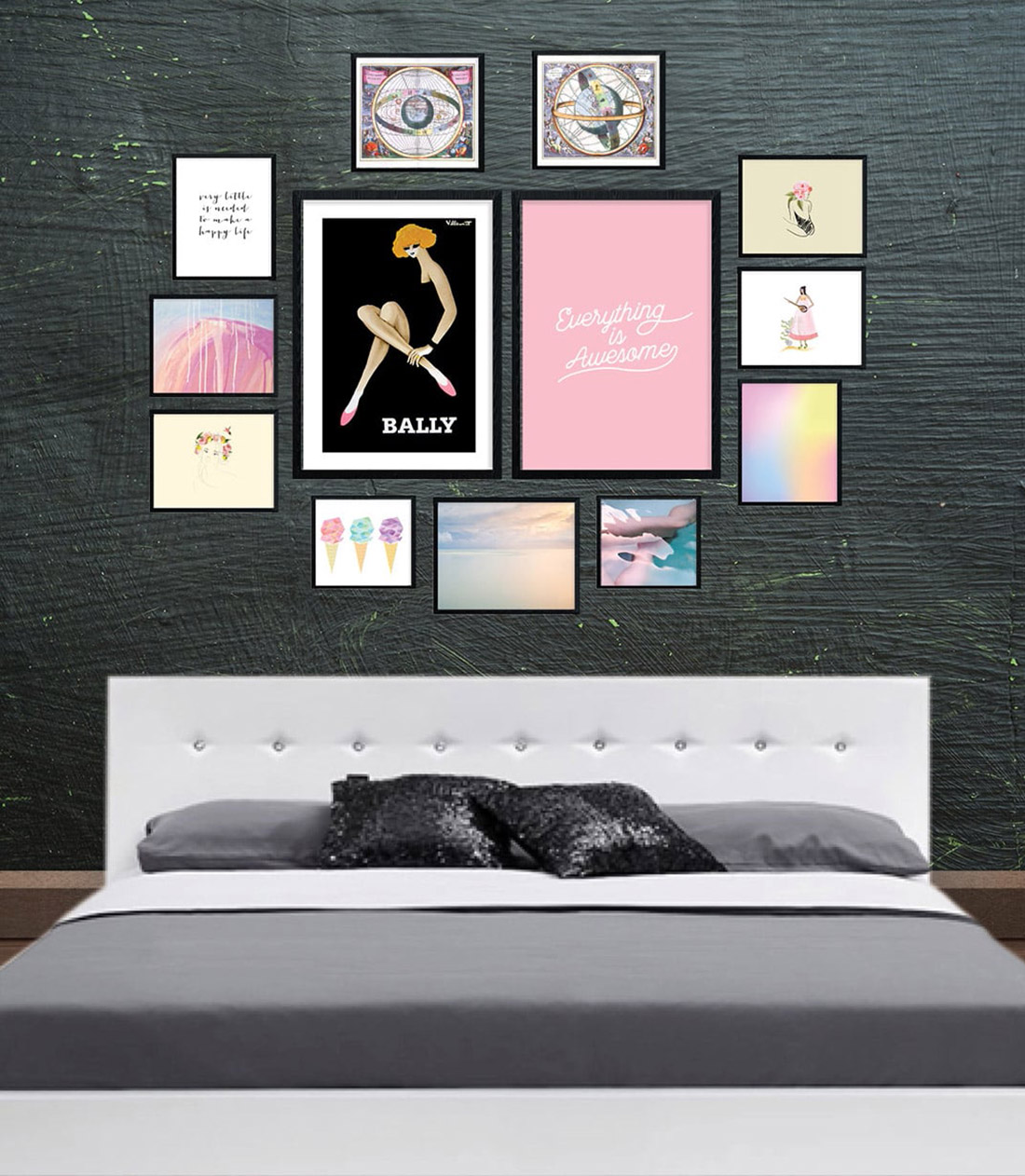 Pretty in Pastel Gallery Wall for an Elegant Bedroom • Frame Game is an occasional series in which I take readers' gallery wall requests and find art that fits their personalities • Little Gold Pixel