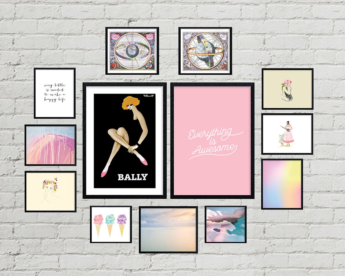Pretty in Pastel Gallery Wall for an Elegant Bedroom • Frame Game is an occasional series in which I take readers' gallery wall requests and find art that fits their personalities • Little Gold Pixel