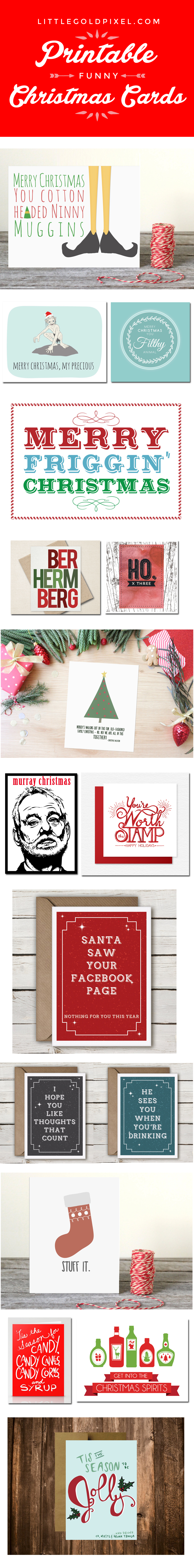 My Last-Minute Christmas Card Solution • littlegoldpixel.com • Funny, cute printable cards from Etsy designers