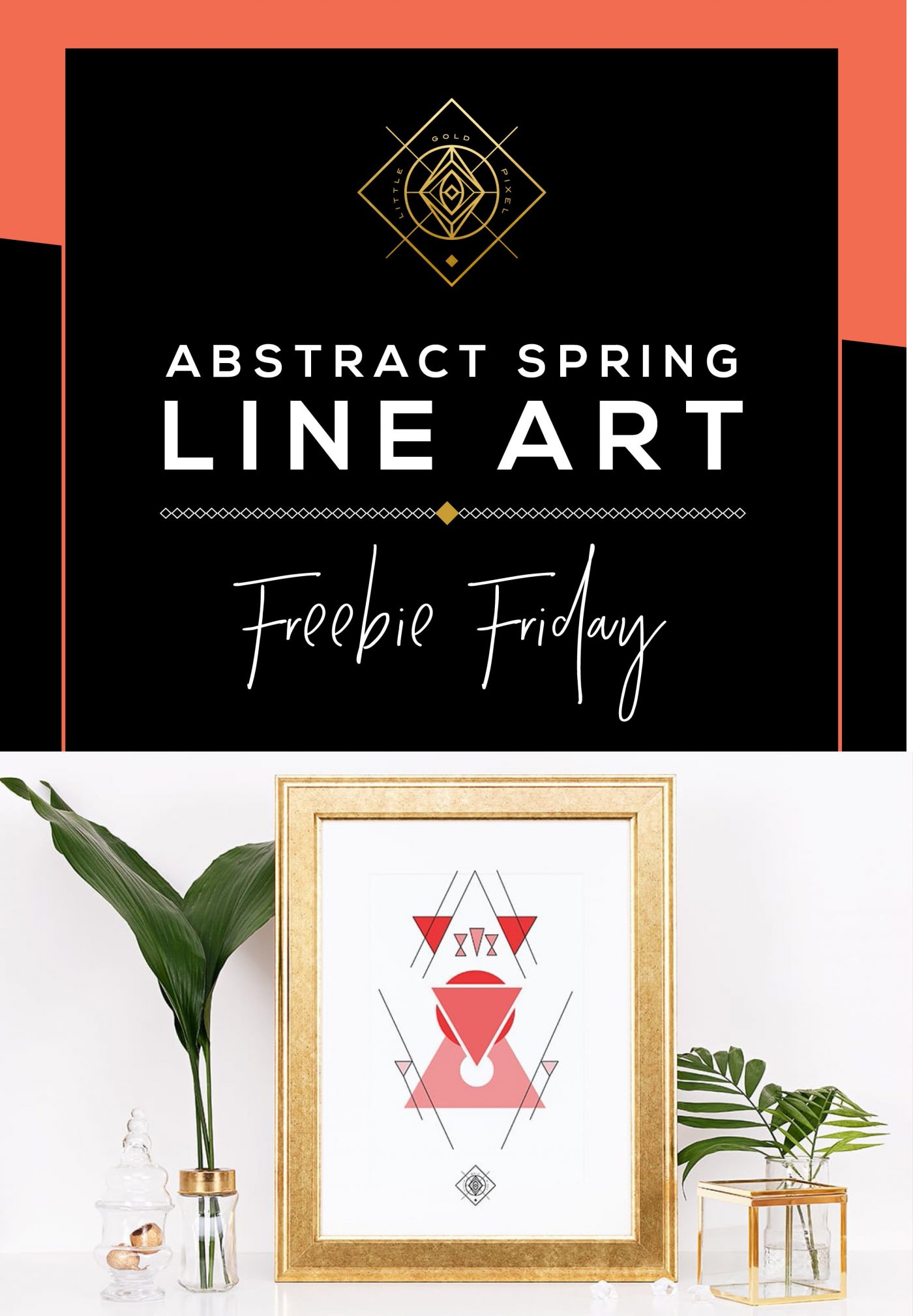 Geometric Line Art Printable for Spring • Freebie Fridays • Little Gold Pixel