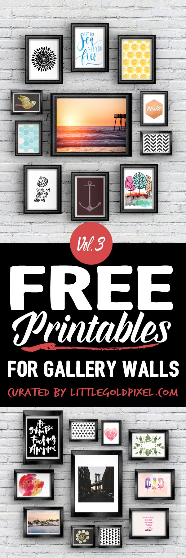 Hang These Free Printables On Your Gallery Walls • Vol. 3 • In the latest roundup, I focus on an eclectic mix of patterns, prints, illustrations and stock photography to freshen up your home decor.