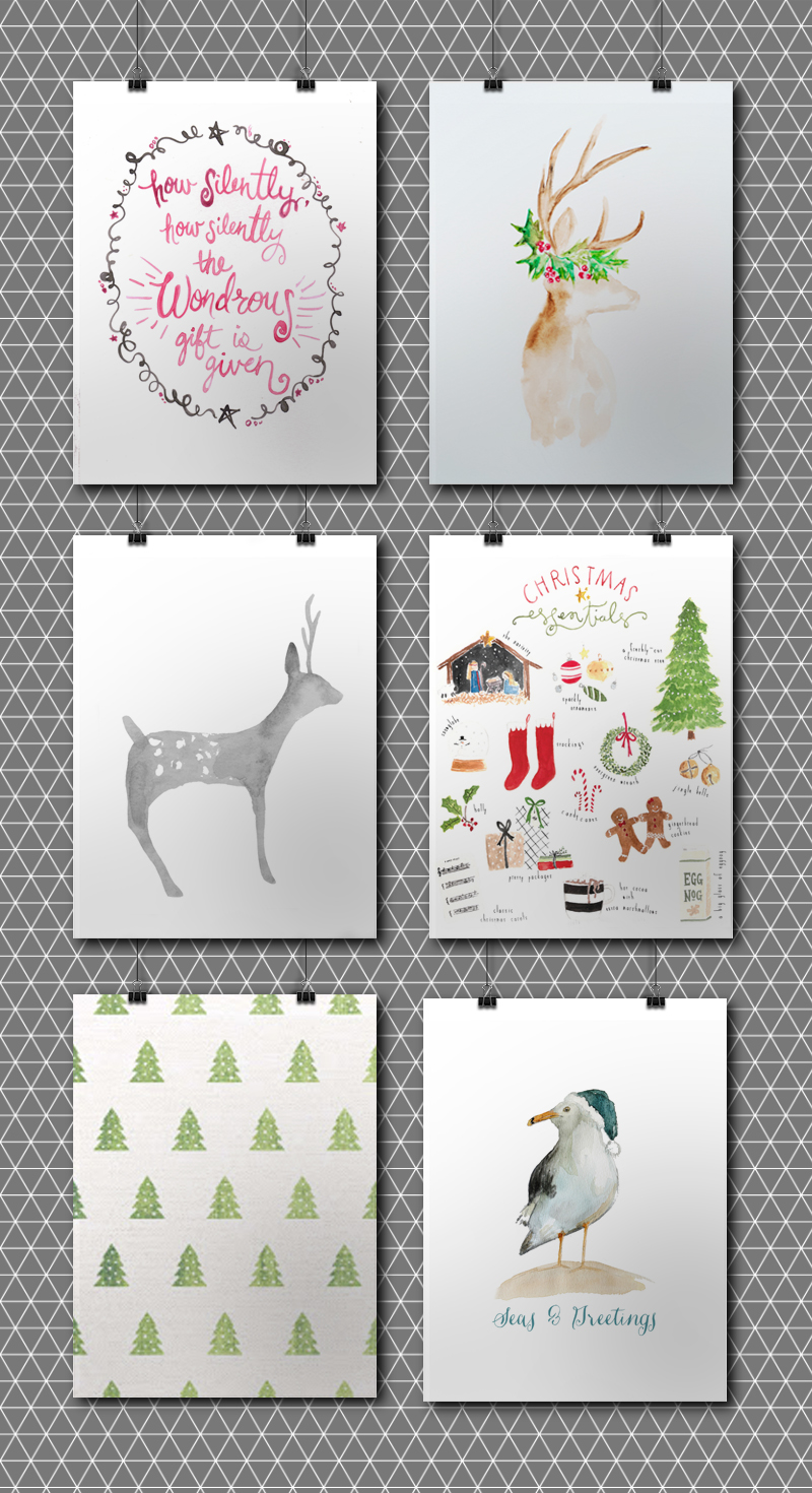 12 Free Christmas Watercolor Printables • Little Gold Pixel