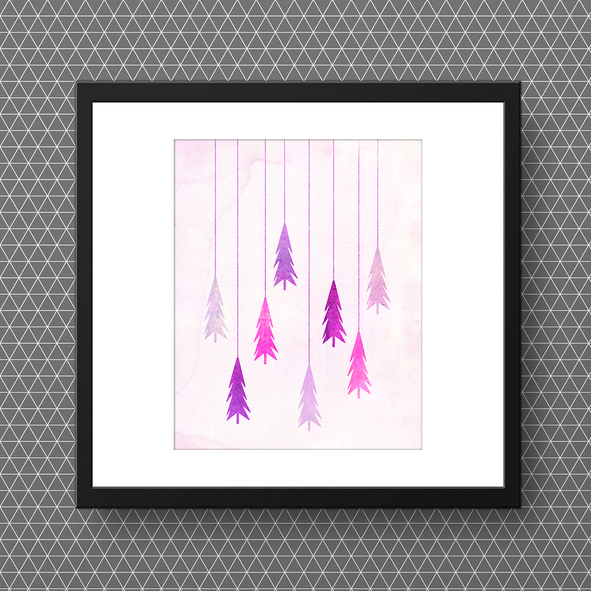 Purple Christmas Trees Free Watercolor Printable • Little Gold Pixel