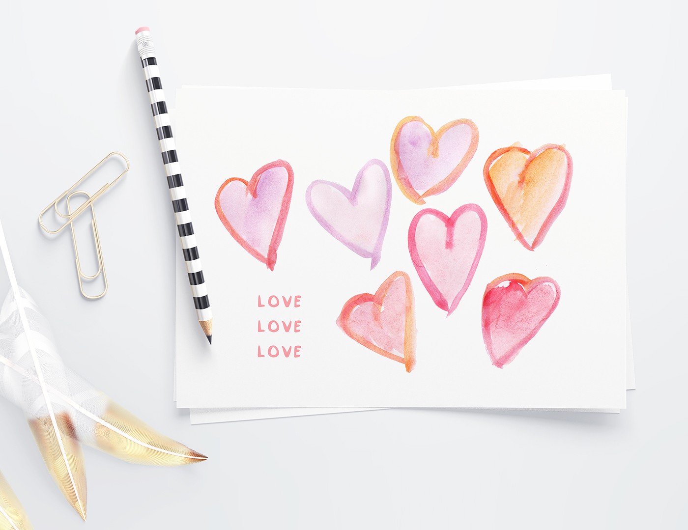 Free Watercolor Hearts Clip Art Little Gold Pixel