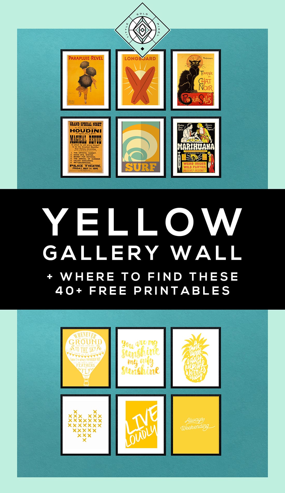 Yellow Gallery Wall • Little Gold Pixel